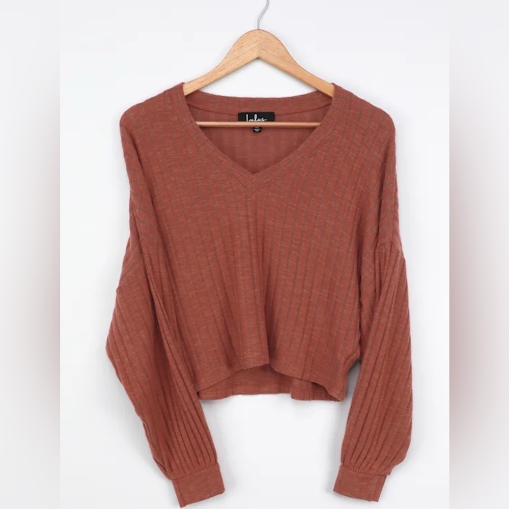 Style Forecast Rust Red Ribbed Sweater Top size XS - Picture 6 of 8